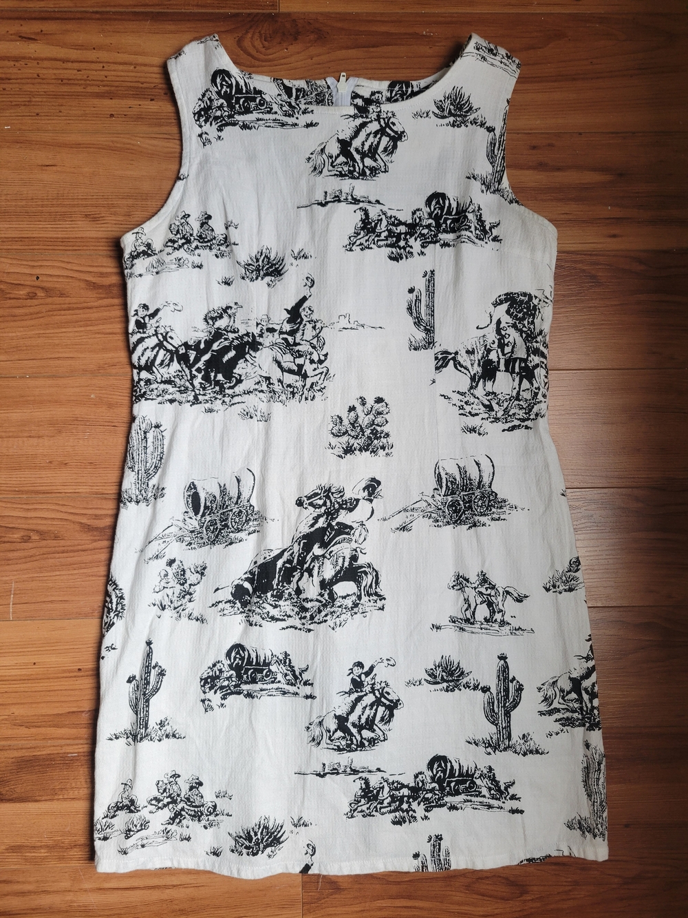 White and Black Western Print Mini Dress